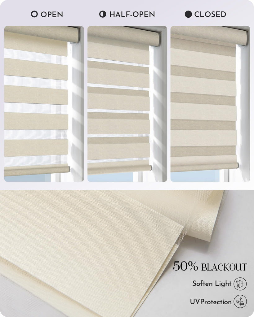 Motorized Zebra Sheer Blinds Compatible with Alexa Google Light Filtering Remote Horizontal Roller Blinds with