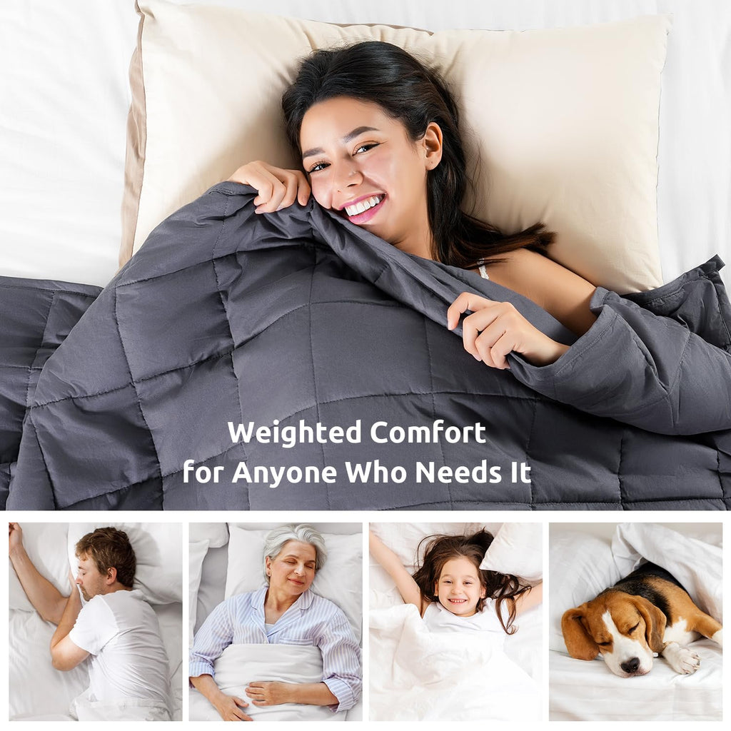 Cotton Weighted Blanket for Adults, Twin Size 48"x72" 15 lbs
