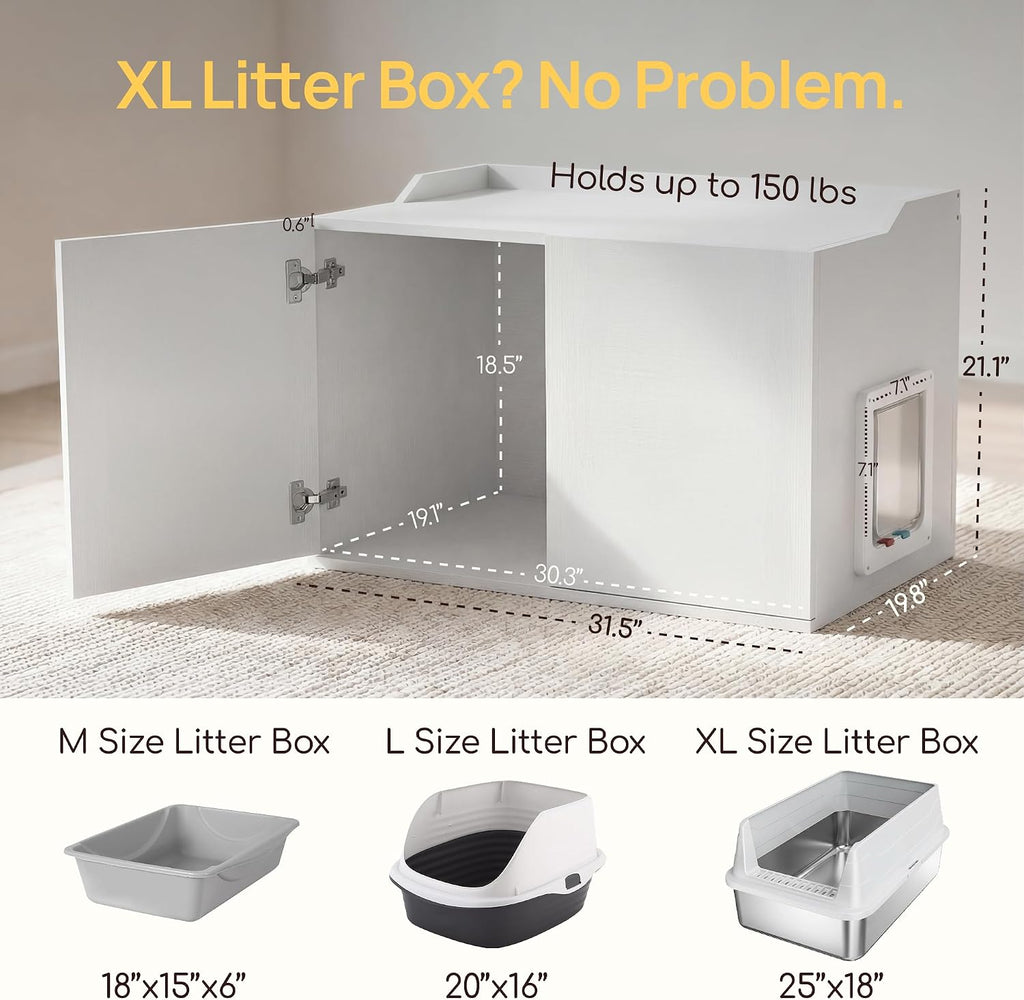 31.5" Cat Litter Box Enclosure Furniture with Door