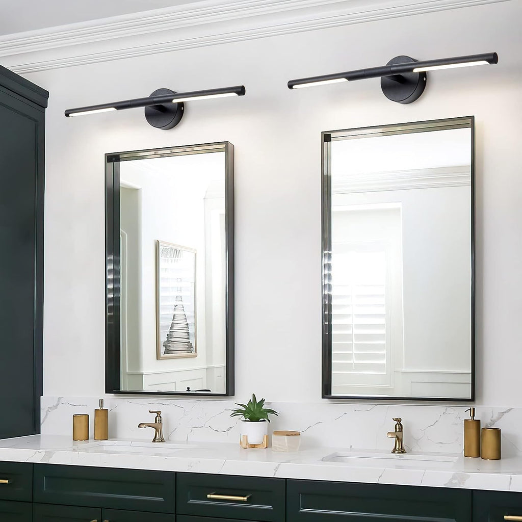 Matte Black Bathroom Light Fixtures Over Mirror 24 Inch, 18W 360° Rotatable Dimmable 4000K Led Vanity Light Bar