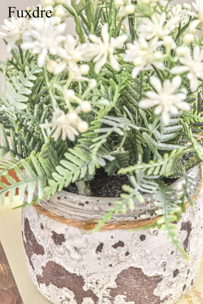 White Small Artificial Plants with 2pcs, Fake Plants Decor