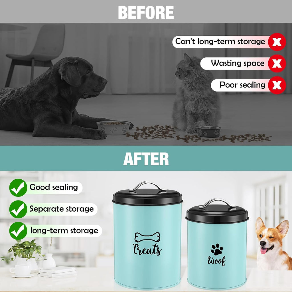 2 Pack Dog Treat Container Metal with Lid