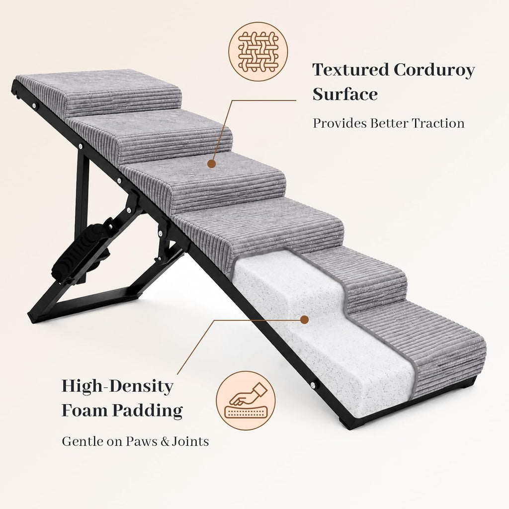 Dog Ramp for Bed, Foldable Dog Ramp, 5 Adjustable Heights, 13"-19", 100 lb