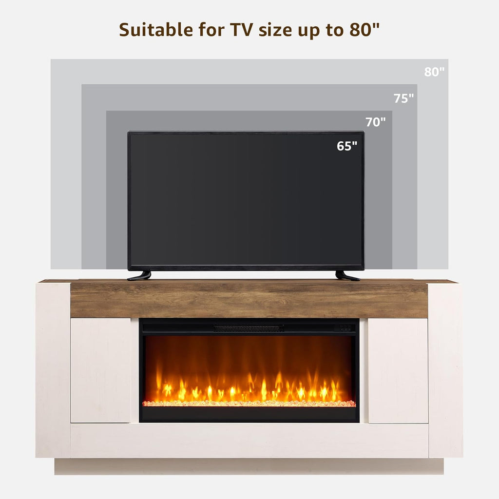 Modern 70" Fireplace TV Stand with 36" Electric Fireplace, Entertainment Center for TVs Up to 80", Media Console with