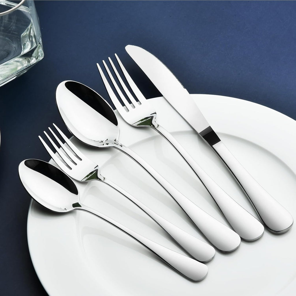 60-Piece Silverware Set for 12, Heavy Duty Stainless Steel Flatware Utensils Cutlery Set Including Steak Knife Fork