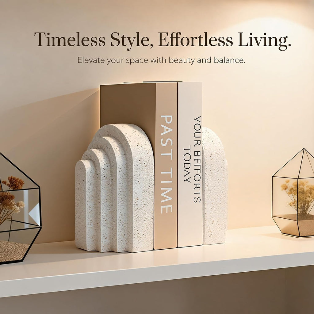 Heavy Duty Book Ends for Shelves, Decorative Book Stopper for Shelves, Resin Decor Bookends for Heavy Books, Modern