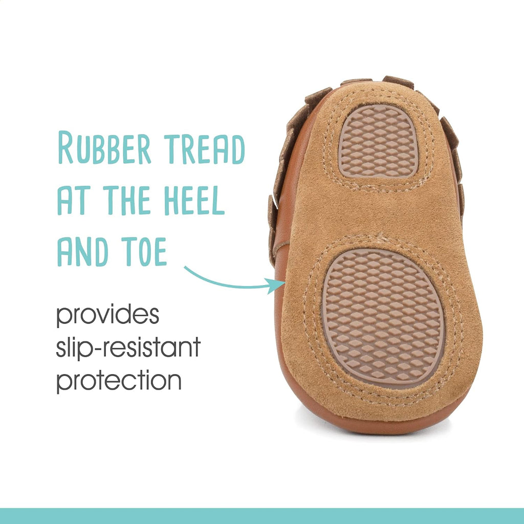 Unisex Baby Leather Moccasins, Slip Resistant, Soft-Sole Stay On Baby Shoes