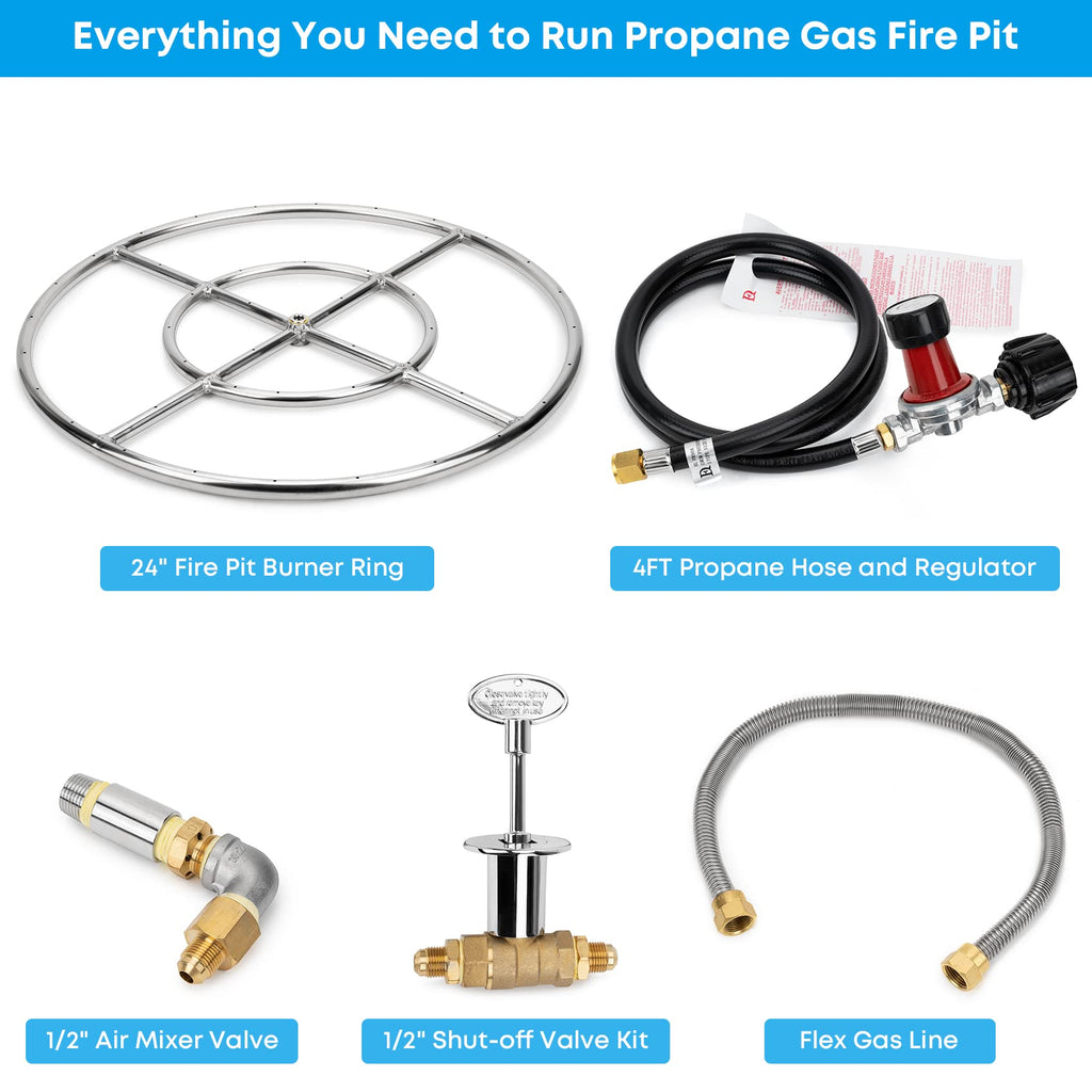 Propane Gas Fire Pit Stainless Steel Burner Ring Installation Kit