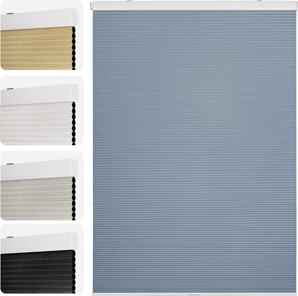 Cordless No Drill Blackout Honeycomb Shades - Thermal Insula - Blue