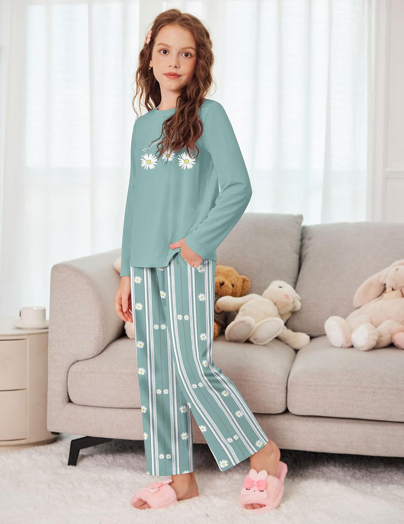Pajamas Set for Girls Long Sleeve & Pants Pjs Soft Lounge Sets