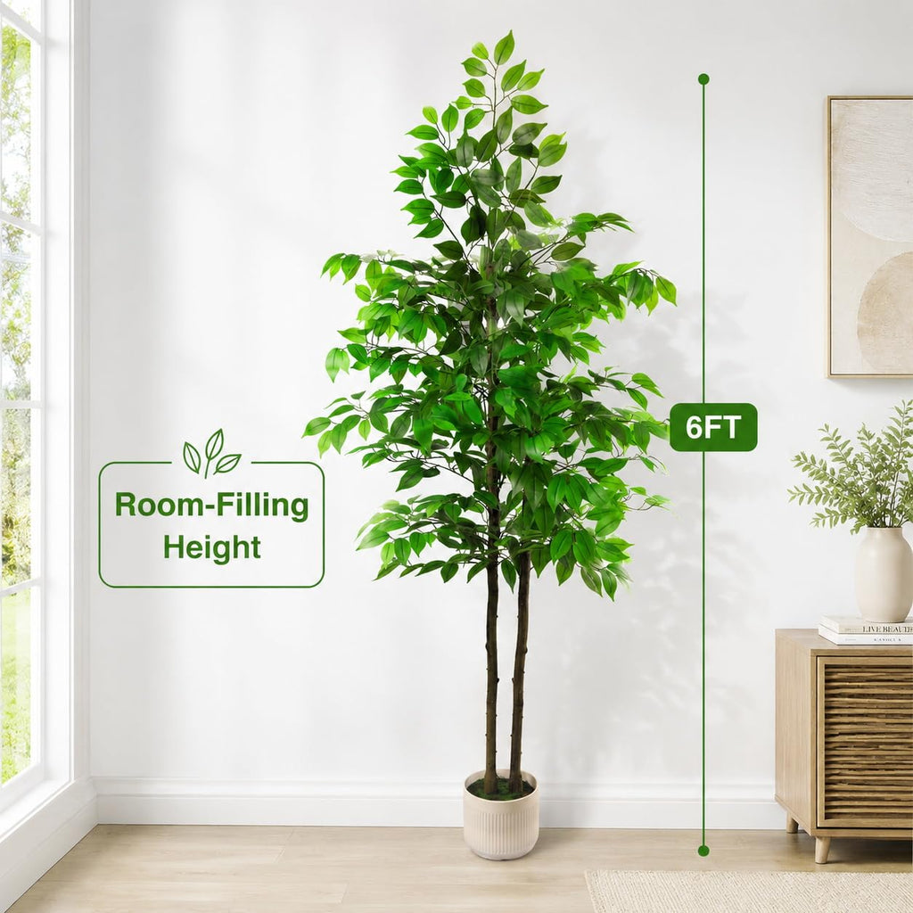 6Ft Ficus Tree Artificial, Fake Trees Artificial Indoor Decor