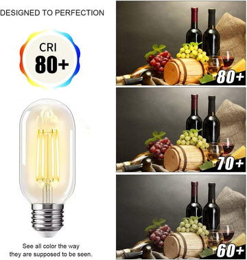 E26 LED Light Bulb 4W,Equivalent 40W,E26 Tubular Light Bulb Non Dimmable 2700K Warm White,Antique Clear Edison