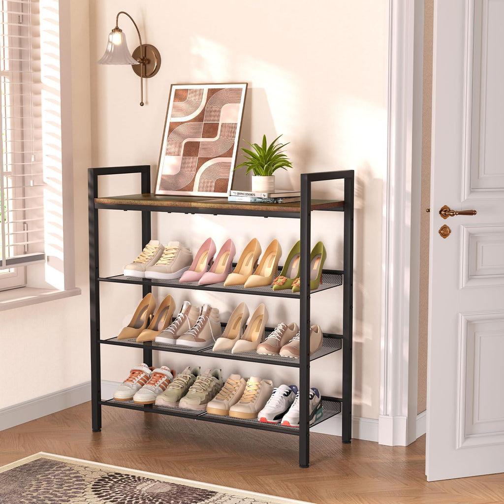 4 Tier Shoe Rack, Shoe Rack for Front Door Entrance