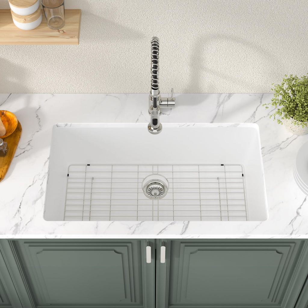 33 Inch White Granite Composite Kitchen Sink Undermount