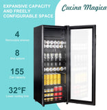 4.8 Cu.Ft Beverage Refrigerator, 155 Can Mini Fridge with Freeze with Glass Door