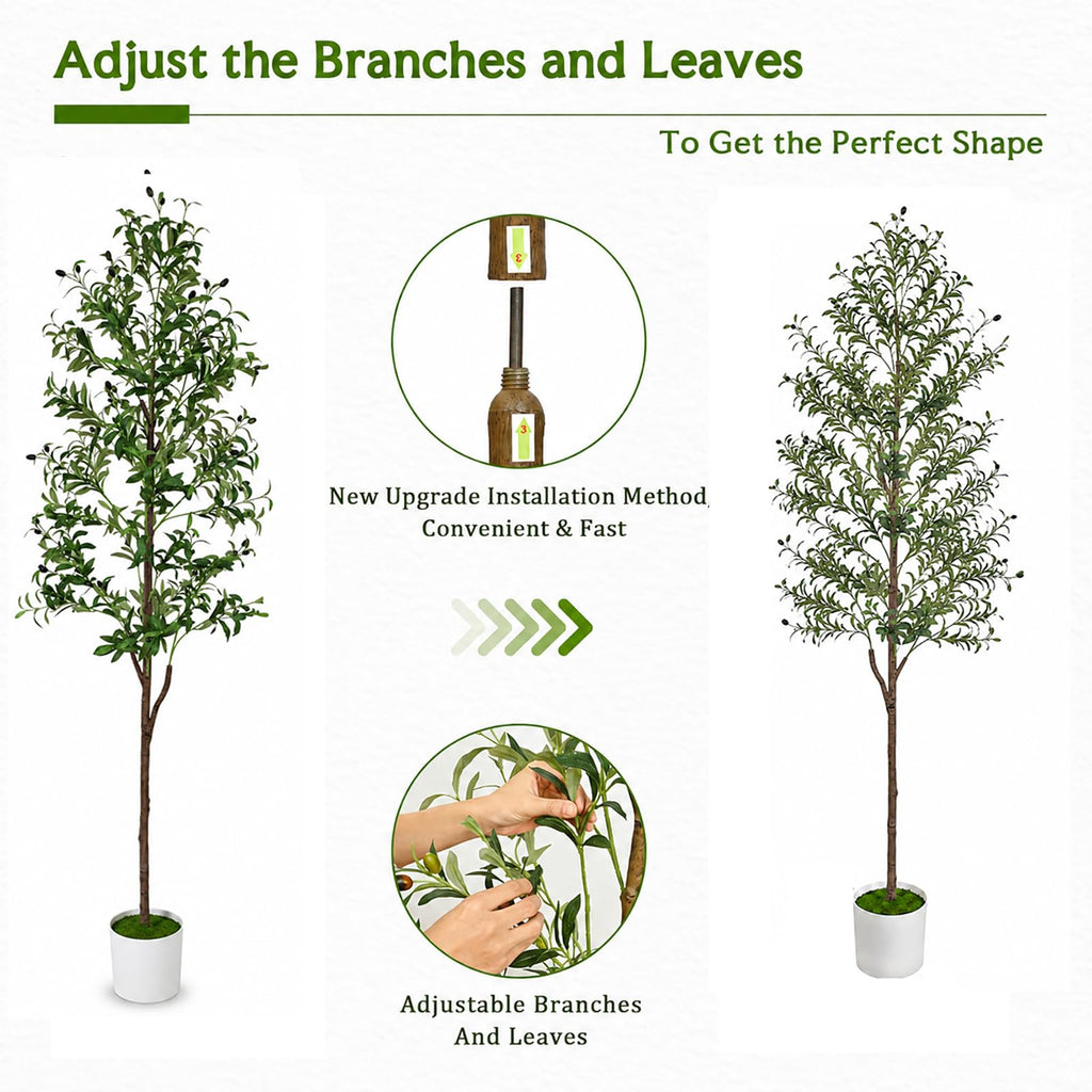 Olive Tree Olive Trees Artificial Indoor 7FT Faux Olive Tree with Pot, Artificial Olive Trees Plant with Realistic