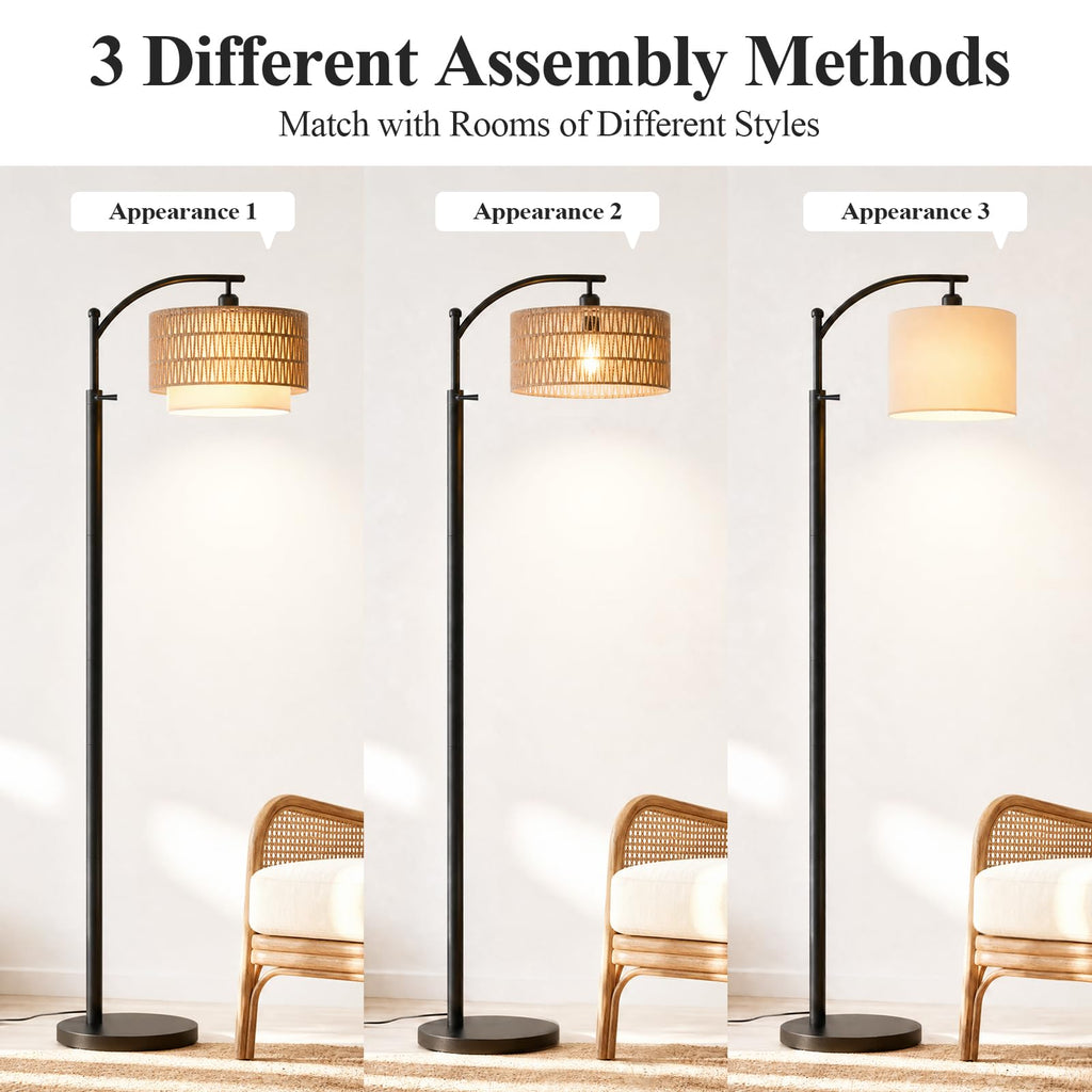 Boho Floor Lamp With 3 Color Temperature and Remote
