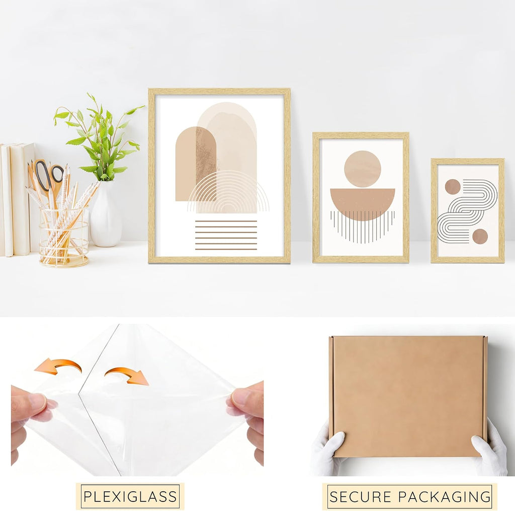 Natural Wood 12 Pack Mixed Size Gallery Frame | Multi-size Gallery Frames: 4pcs 8x10, 4pcs 5x7, 4pcs 4x6, Supports