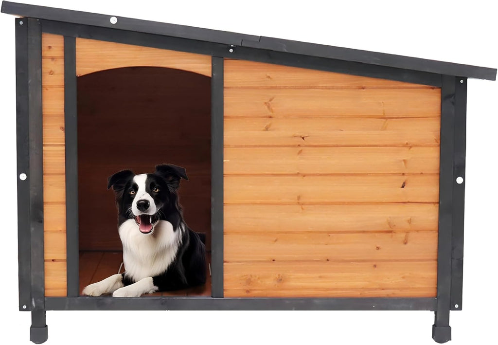 Wooden Dog House Outdoor Large Dog Kennel Weatherproof with PVC Roof