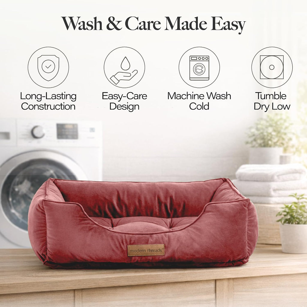 Luxury Dog Bed - Comfortable Tufted Velvet Cushion for Small to Large Dogs - Machine Washable - Durable & Cute Sleep
