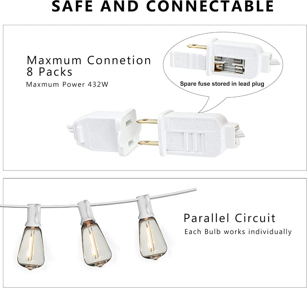White Outdoor String Lights 200FT Lighting Waterproof Wedding