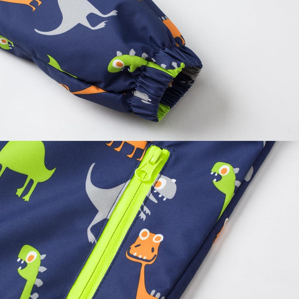 Boys Rain Jacket with Detachable Hood Lightweight Raincoats for Kids