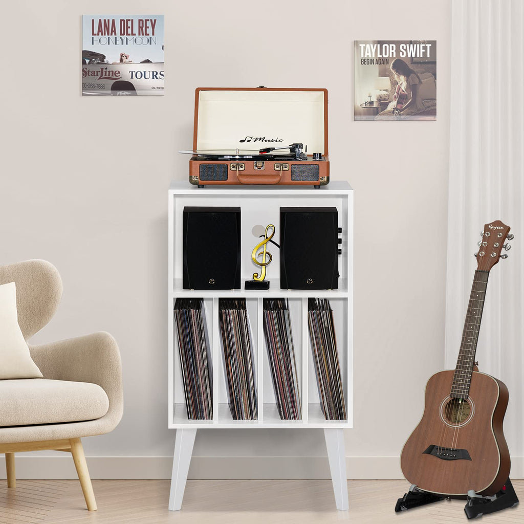 Record Player Stand, White Turntable Stand Holds up to 160 Albums
