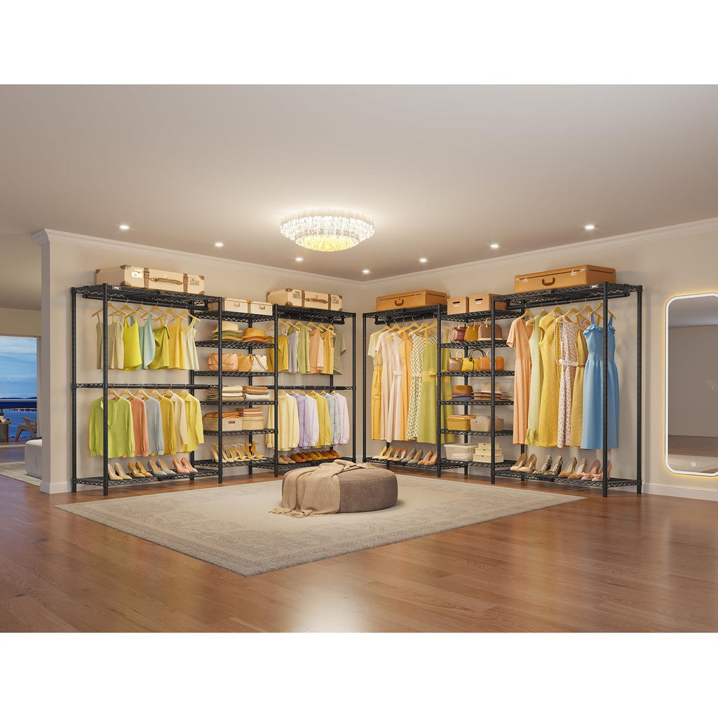 X3 Plus Large Expandable Closet Rack Wardrobe Closet Organizer Black