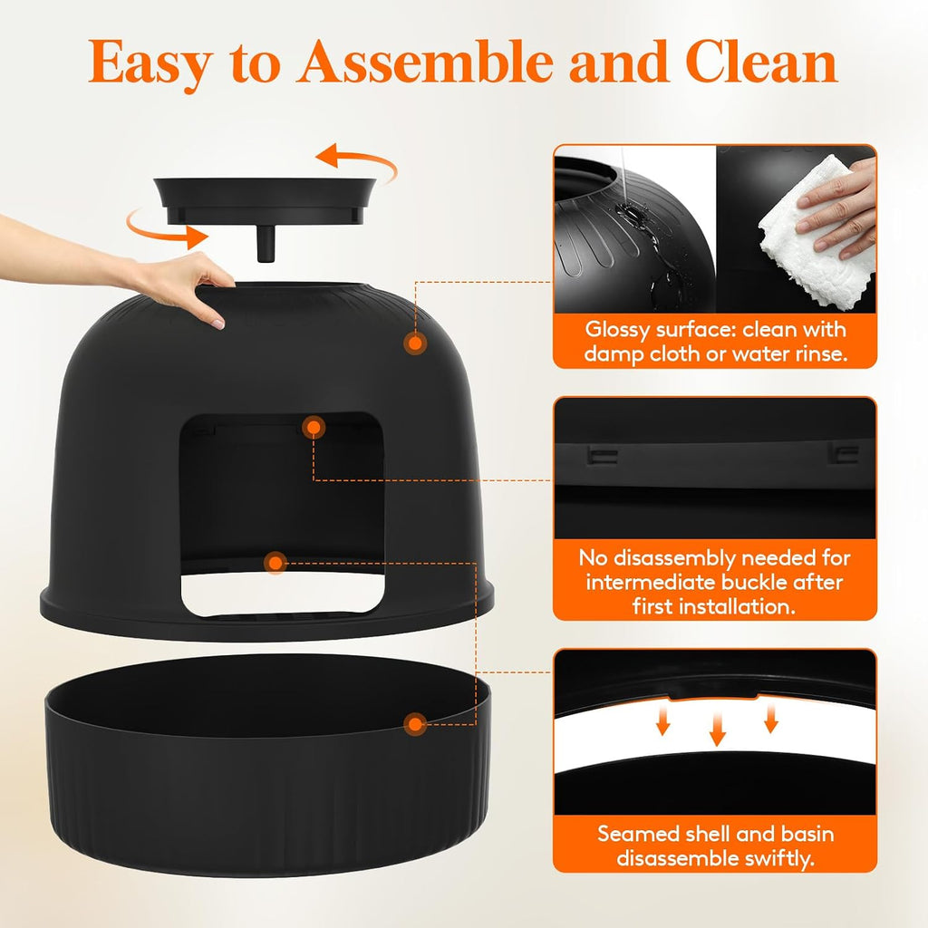 Hidden Plant Cat Litter Box with Stainsteel Scoop, Black