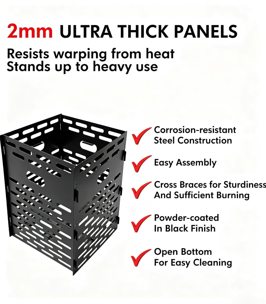 Extra Thick Portable Fire Cage for Outdoor Yard Waste Leaf Weed Brush Burning Bucket Fire Pit (Slot Type)