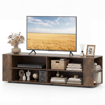 Wooden TV Stand for TVs up to 65 Inch Flat Screen (Rustic Brown)