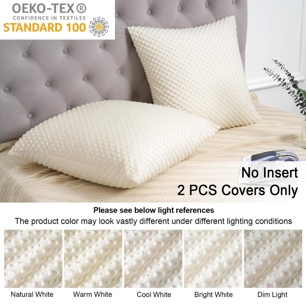 Minky Dot Euro Sham Covers 26"x 26", 2 Pack Soft Cozy Minky Bubble Real Velvet Throw Pillow Covers, No Insert, Home