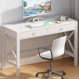 Computer Desk Study, Modern Simple 40 Inches Desk with Drawers, Makeup Vanity Console Table, White
