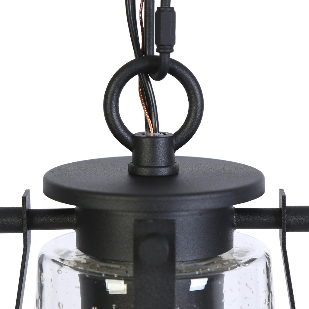 Pendant Light Kitchen Island, Black Pendant Hanging Light with Seeded Glass Farmhouse Rustic Pendant Light Fixtures