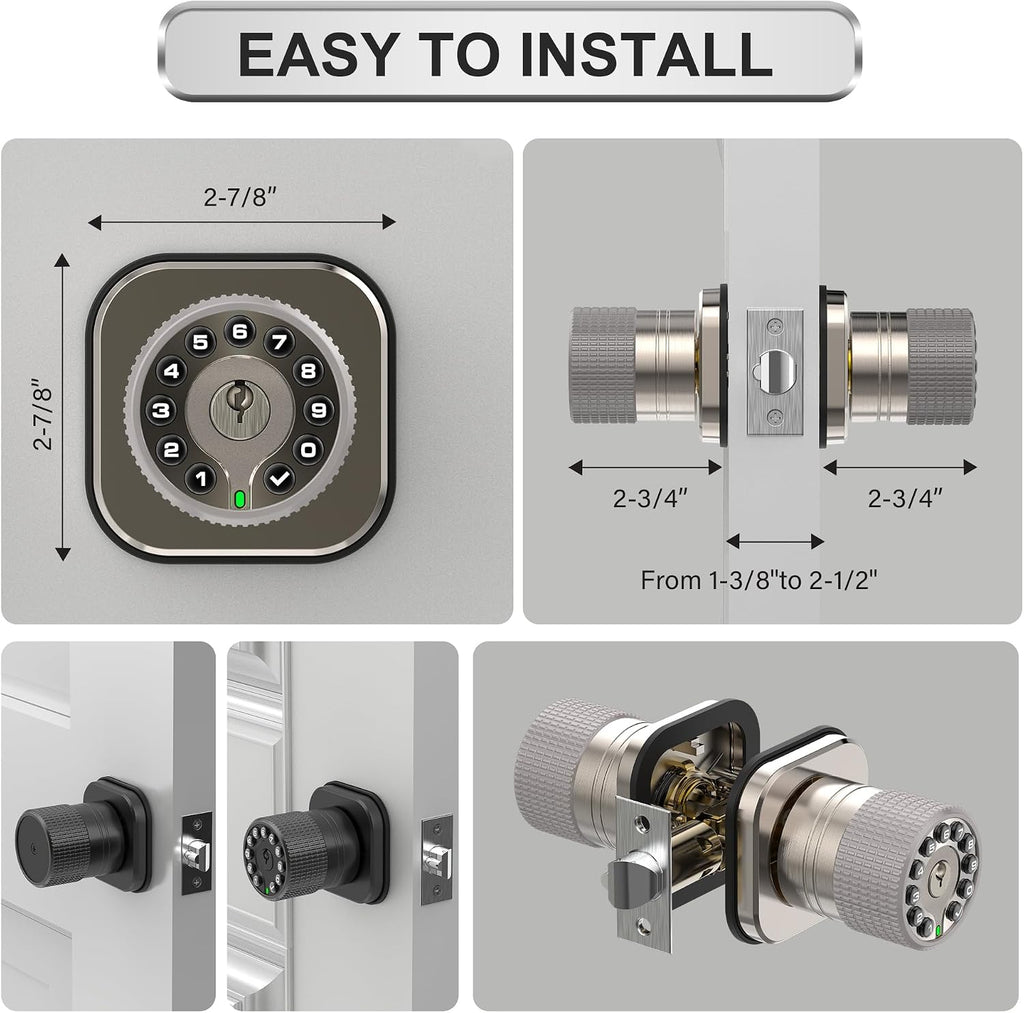 Keyless Entry Knob Lock with Keypad and Key,Auto Lock,Waterproof,Easy to Install and Program, Work with 4 AAA