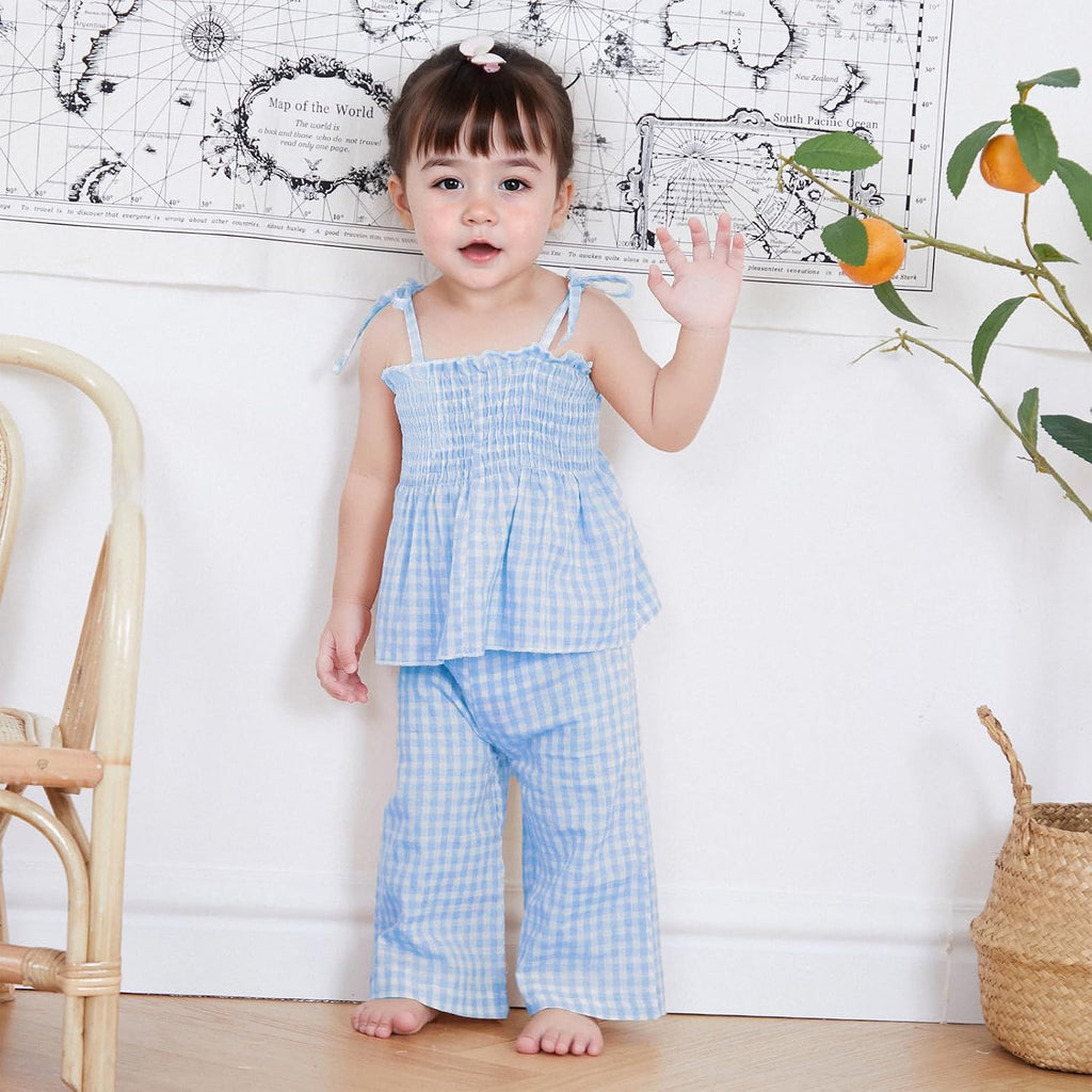 Infant Baby Toddler Girls Clothes Solid Color Sleeveless Camisole Linen Pants Set Baby Summer Outfits