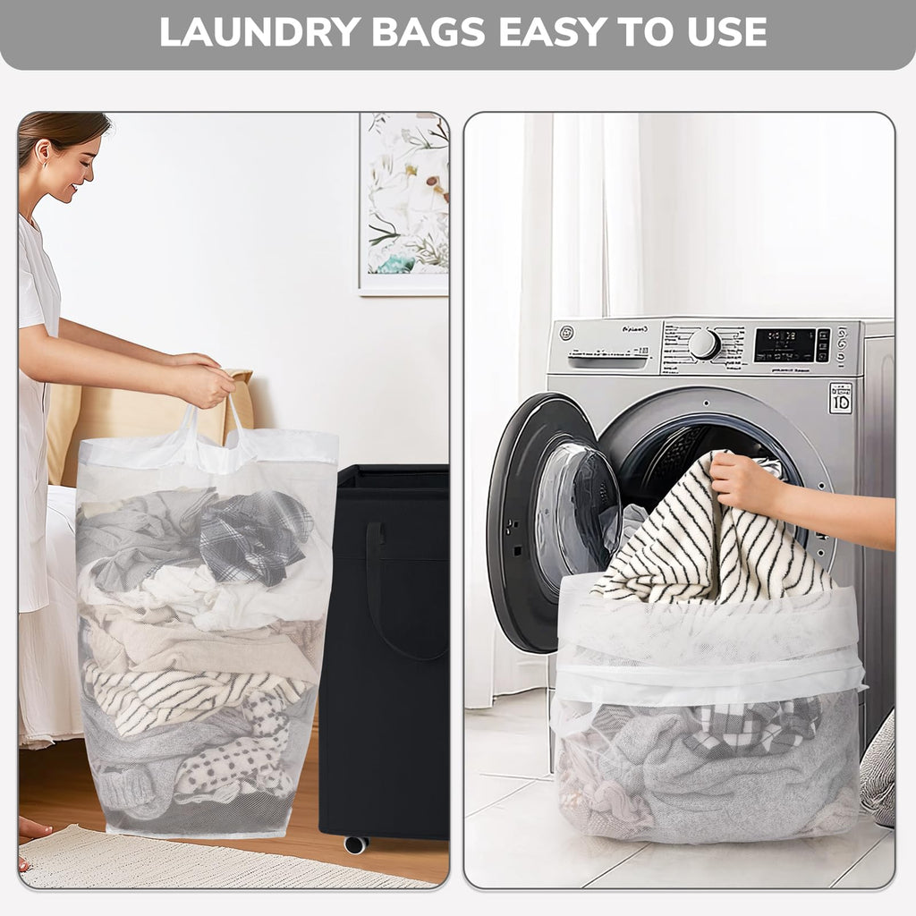 75L Roling Dirty Clothes Hamper with Removable Wash Bag