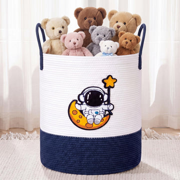 Space Astronaut Laundry Hamper Large Cotton Rope Storage Basket