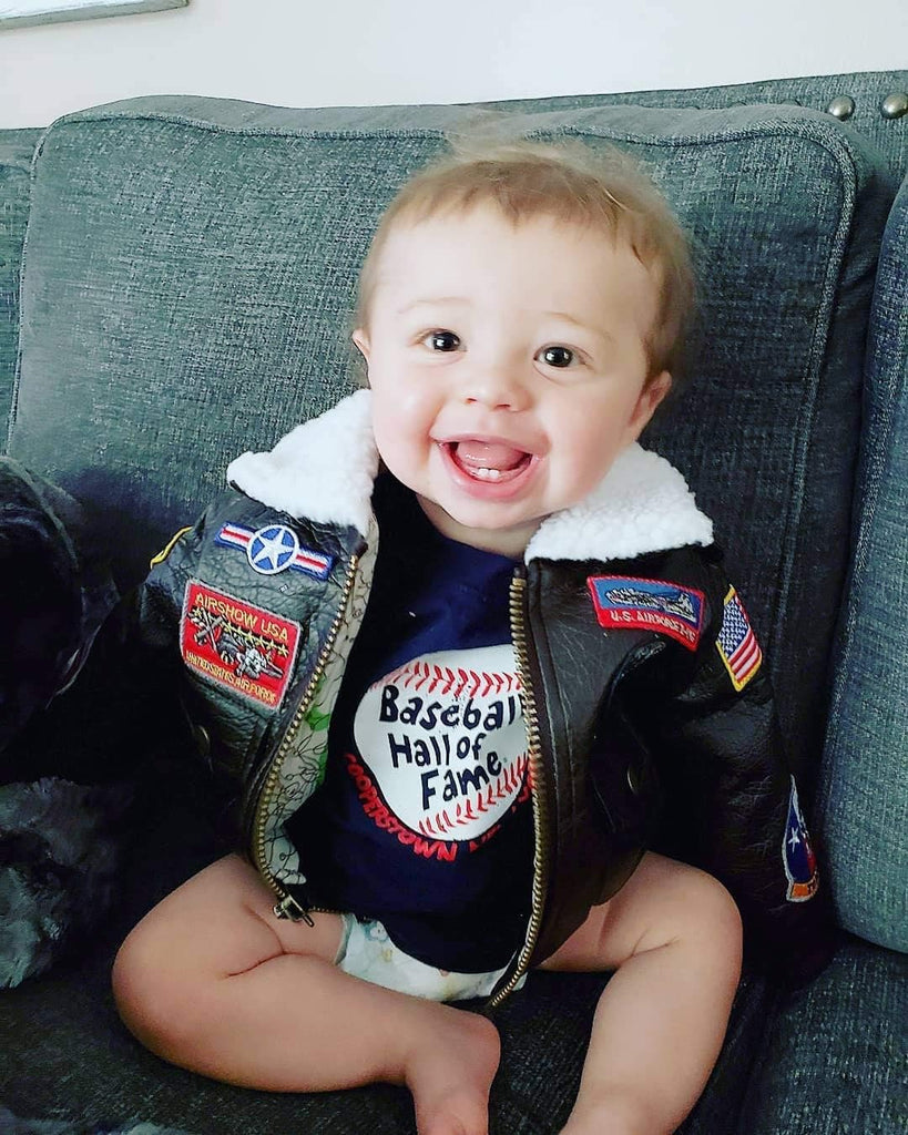 Youth A-2 A2 Bomber Jacket Aviation Pilot Military PU Leather Coat for Kids Boys