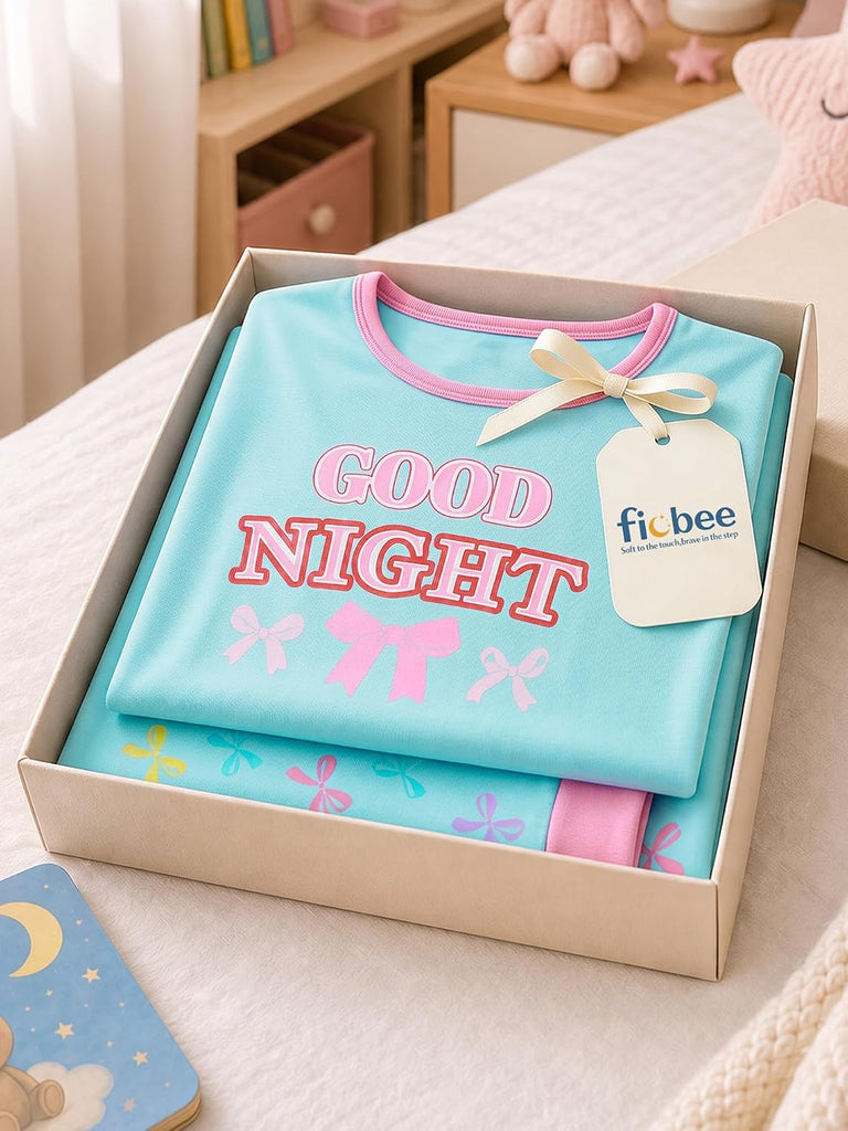 Girl Pajamas Viscose Long Sleeve Sleepwear Snug-Fit Kids Pjs Clothes