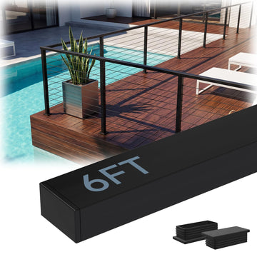 6FT Modular Stainless Steel Black Handrail, 2.36" W x 1.18" H