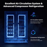 Dual Zone Wine and Beverage Refrigerator, 34 Bottle Wine Fridge with 2 Glass Doo