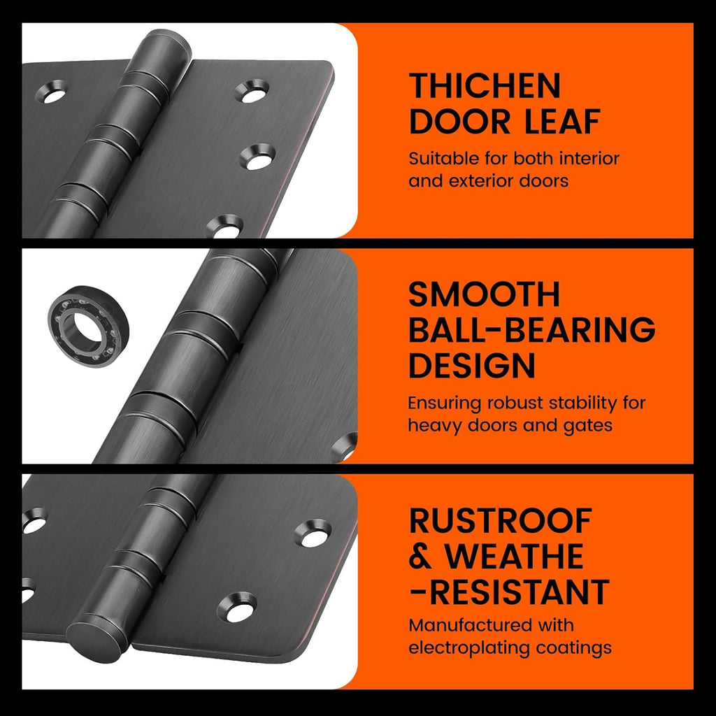 3Pack Haidms Oil Rubbed Bronze Door Hinges Heavy Duty Door Hinges Oil Rubbed Bronze Ball Bearing Stainless Steel