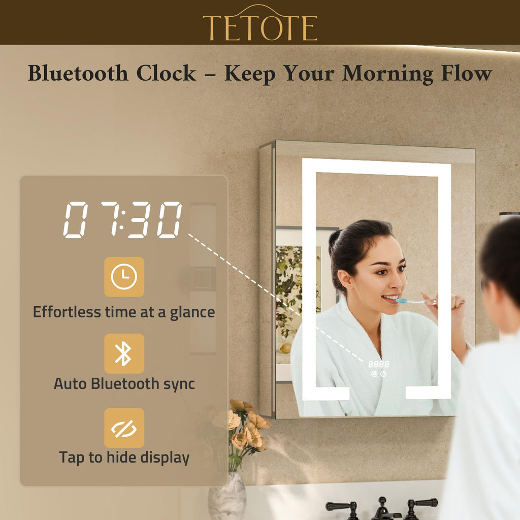 LED Lighted Bathroom Medicine Cabinet Mirror with Lights 36 x 30 Recessed or Wall Mounted Cabinet with 2 Door