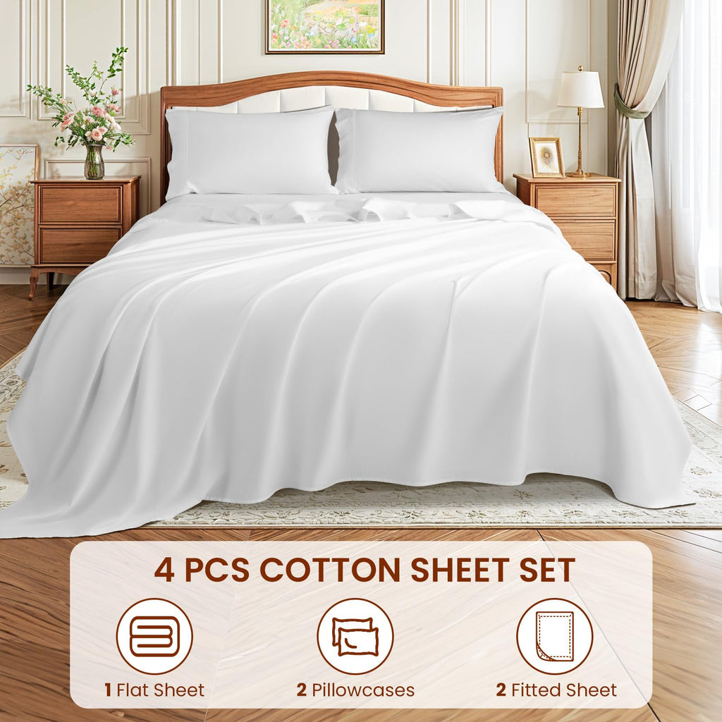 1500 Thread Count Sheets 100% Egyptian Cotton Sheets Set 16 Inches Deep Pocket Queen Size Bedding 4 Pcs Sets (Queen