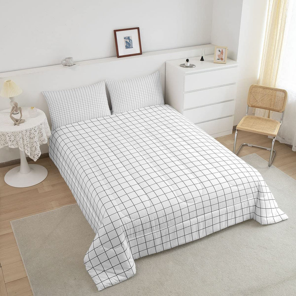 Buffalo Plaid Comforter Set Reversible Black Gray White