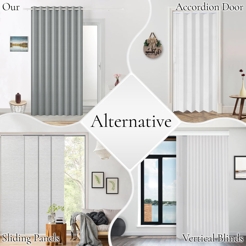 Full Blackout Memory Trained Pleated Curtains with Magnetic Closure, Faux Linen Drape for Hall Ceiling Meetingroom