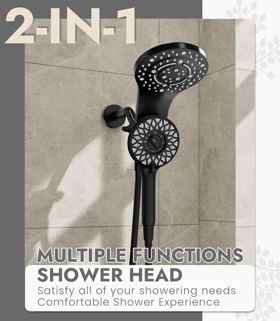 Rain Shower Head with Handheld, 13-Function High Pressure Dual Shower Head, 2-in-1 Magnetic Rainfall Showerhead Combo