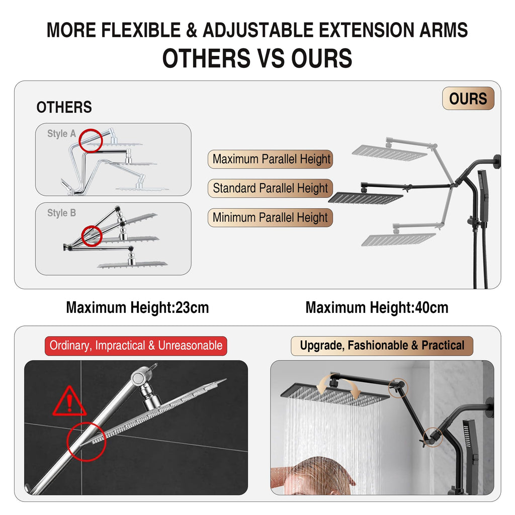 All Metal 10" Luxurious Rain Shower Head with Handheld Spray, Power Jet