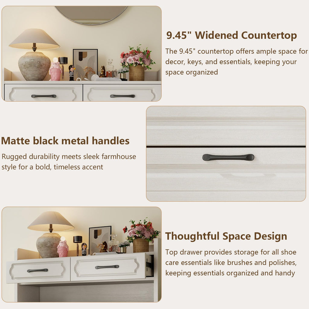 Shoe Cabinet with 3 Flip Drawers & 2 Top Drawers